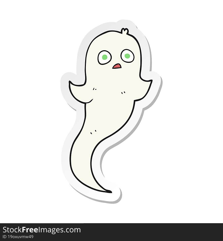 Sticker Of A Cartoon Halloween Ghost