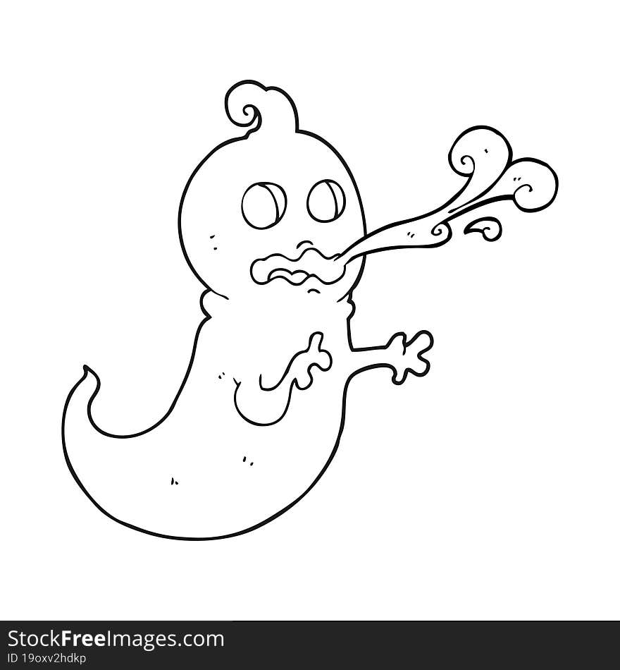 Black And White Cartoon Slimy Ghost