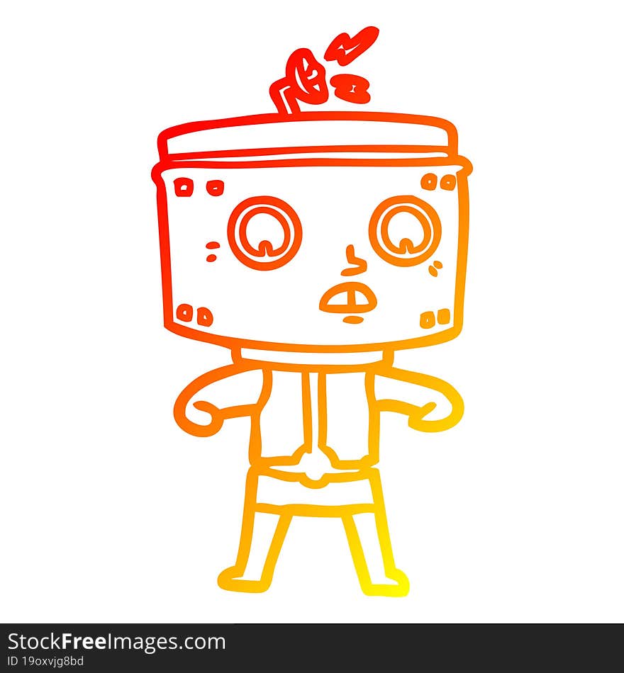 warm gradient line drawing of a cartoon robot