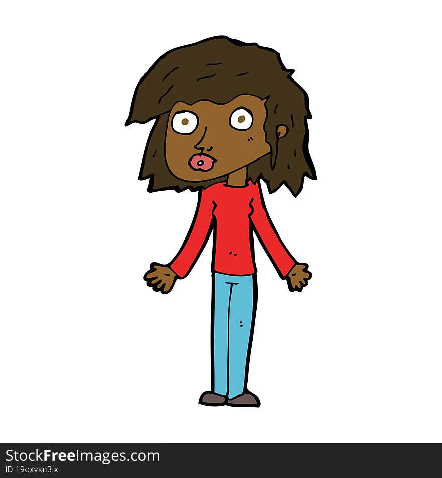 Cartoon Girl Shrugging Shoulders