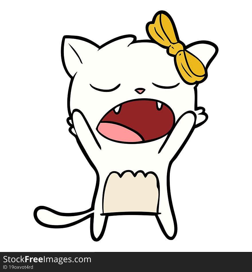 cartoon cat meowing. cartoon cat meowing