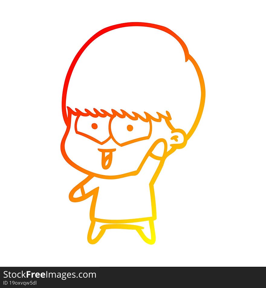 warm gradient line drawing cartoon happy boy