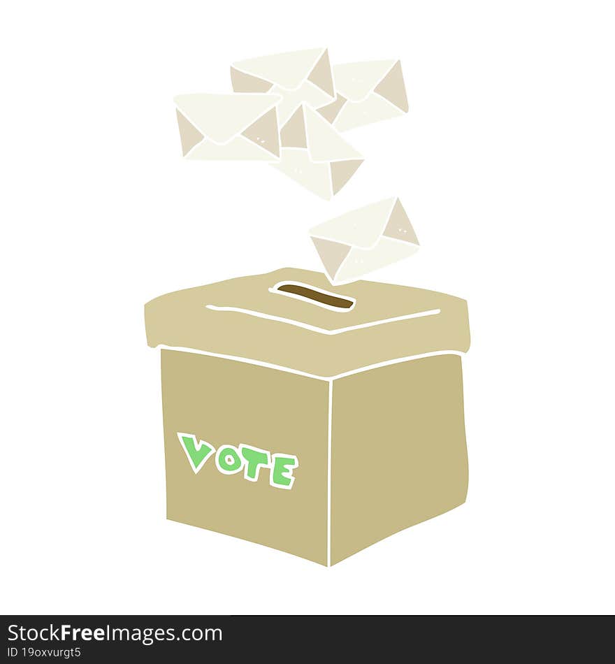 flat color illustration of a cartoon ballot box