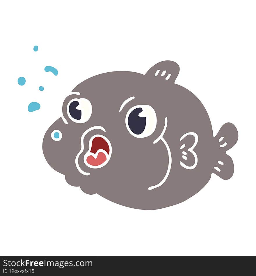 Cartoon Doodle Fish Blowing Bubbles