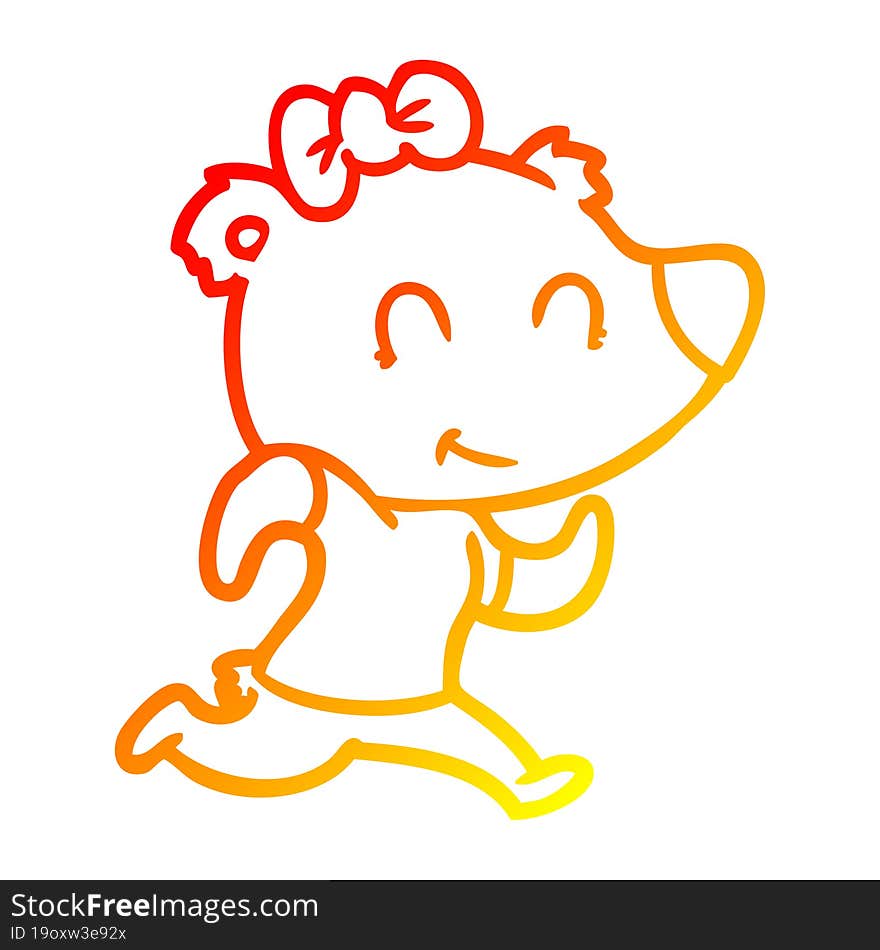 Warm Gradient Line Drawing Female Bear Jogging