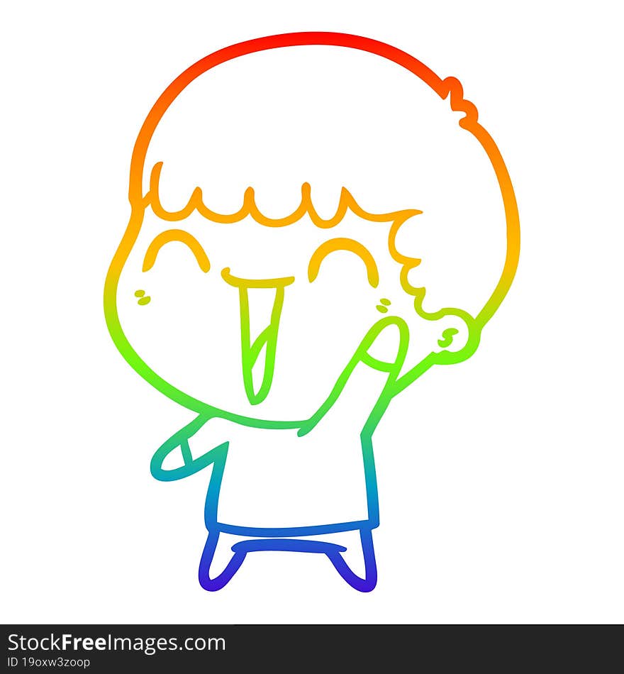 rainbow gradient line drawing of a cartoon happy man