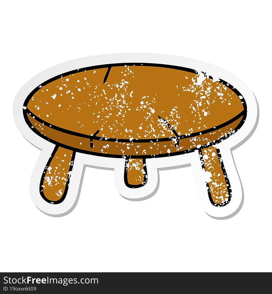 Distressed Sticker Cartoon Doodle Of A Wooden Stool