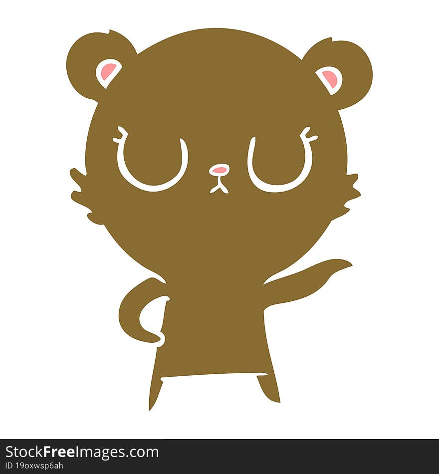 peaceful flat color style cartoon bear