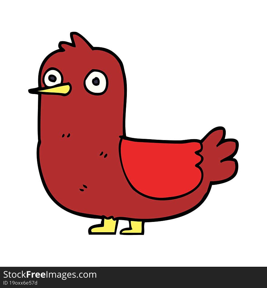 cartoon doodle red bird