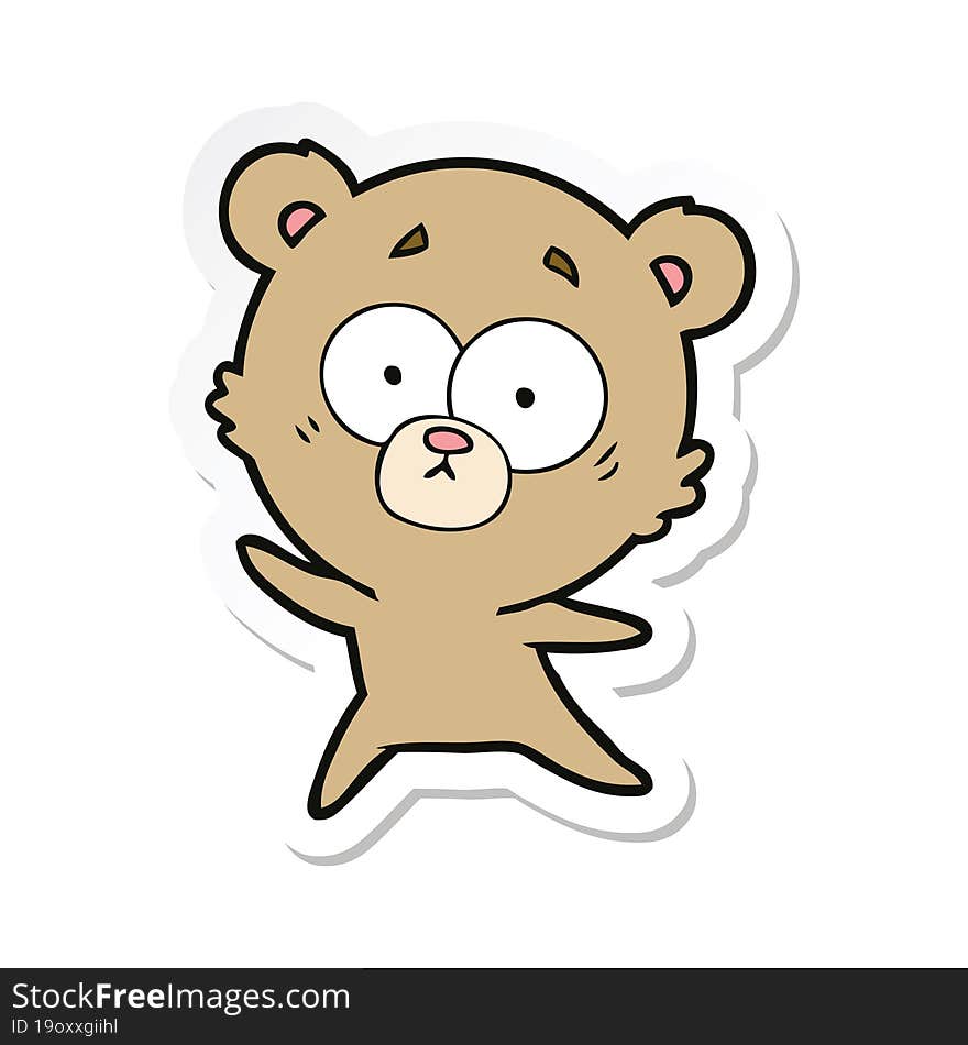 sticker of a anxious bear cartoon