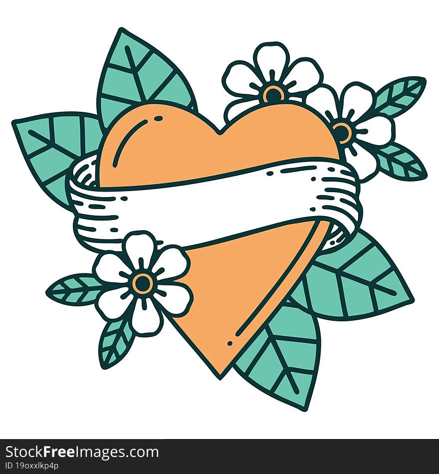 Tattoo Style Icon Of A Heart And Banner