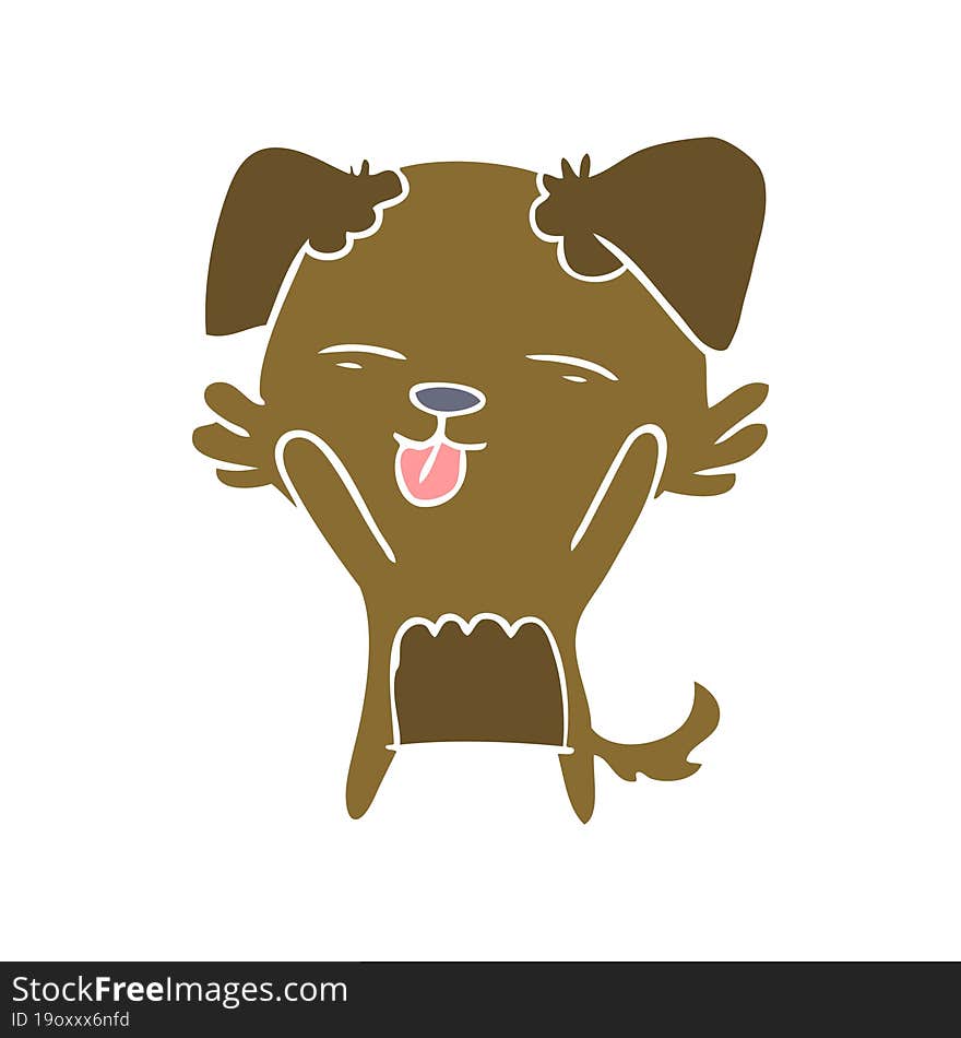 flat color style cartoon dog sticking out tongue