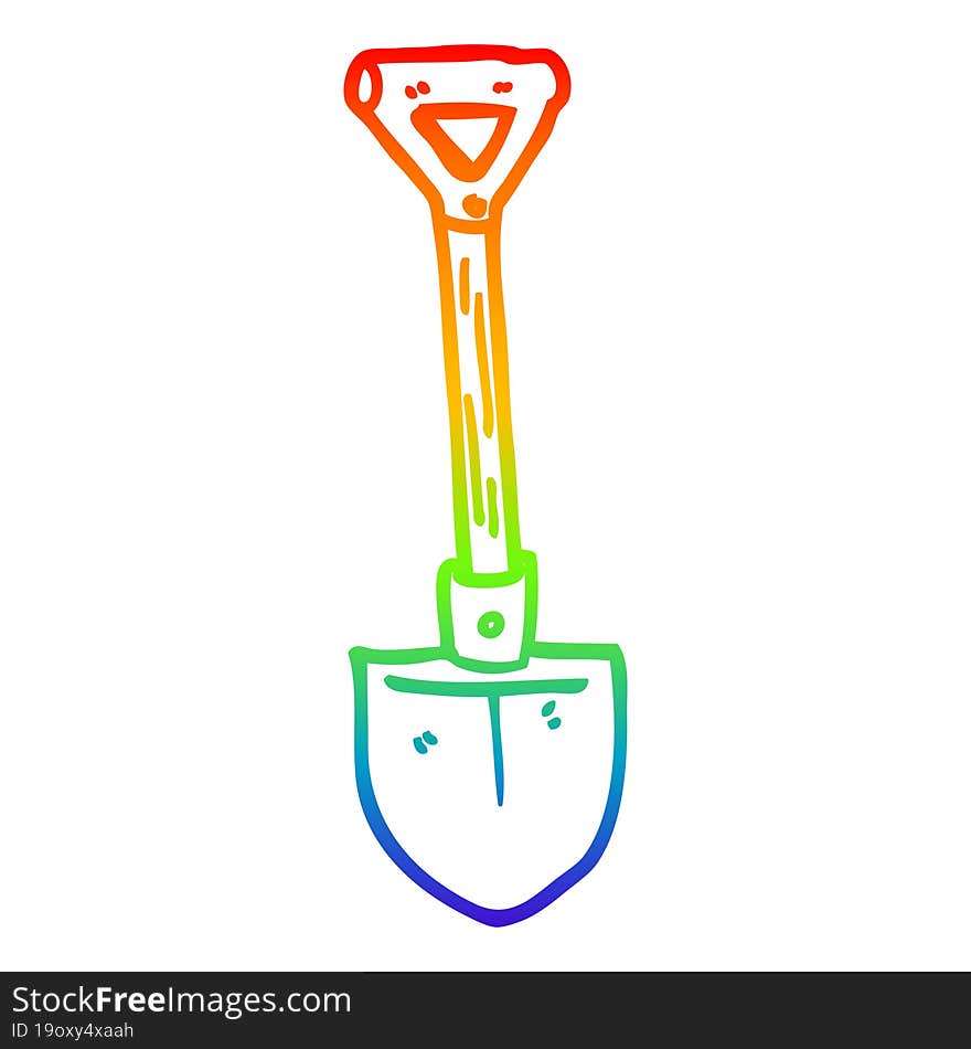 rainbow gradient line drawing cartoon shovel