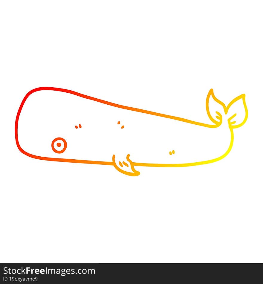 warm gradient line drawing cartoon whale