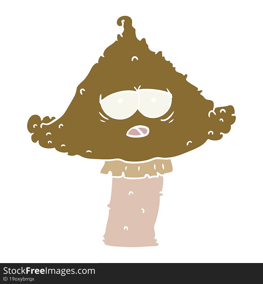 flat color style cartoon mushroom with face