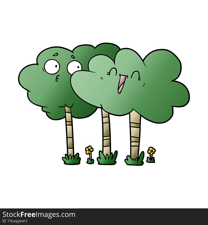 cartoon trees with faces. cartoon trees with faces