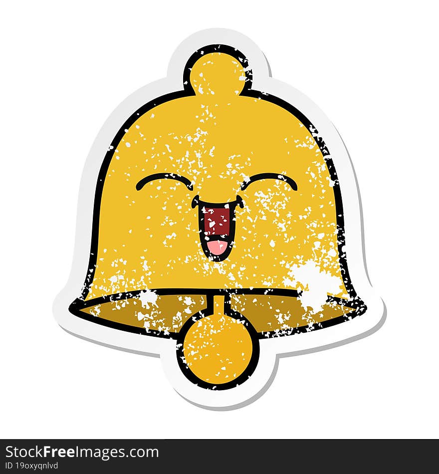 Distressed Sticker Of A Cute Cartoon Bell