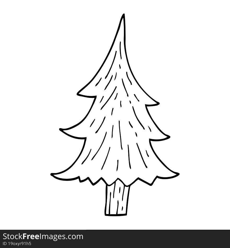 line drawing cartoon pine trees