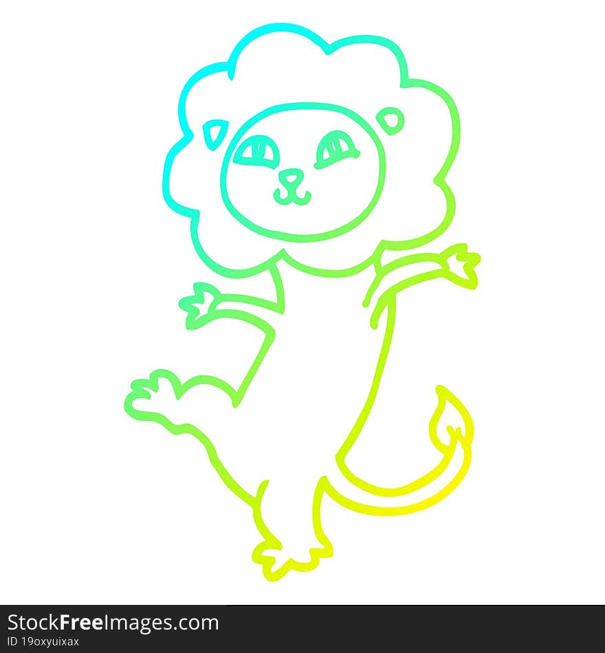 cold gradient line drawing of a cartoon lion