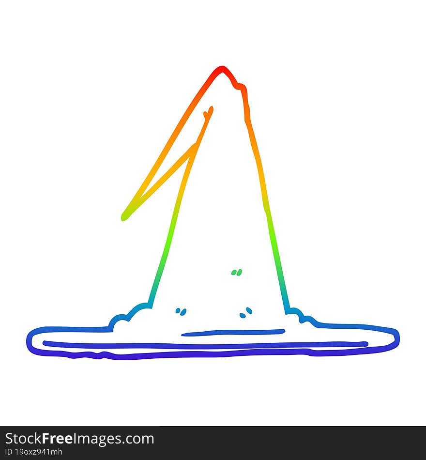 rainbow gradient line drawing cartoon witch hat