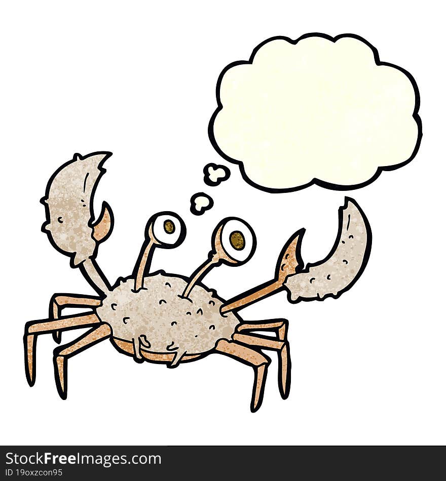 cartoon crab with thought bubble