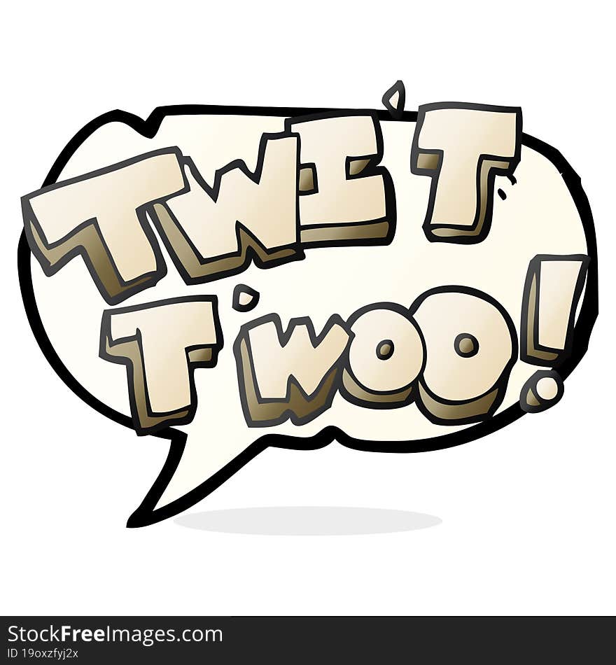 freehand drawn speech bubble cartoon twit two owl call text
