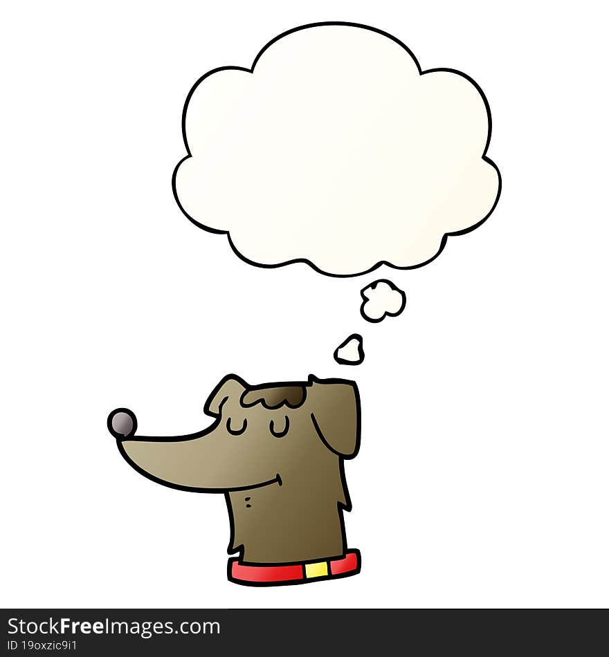 cartoon dog with thought bubble in smooth gradient style