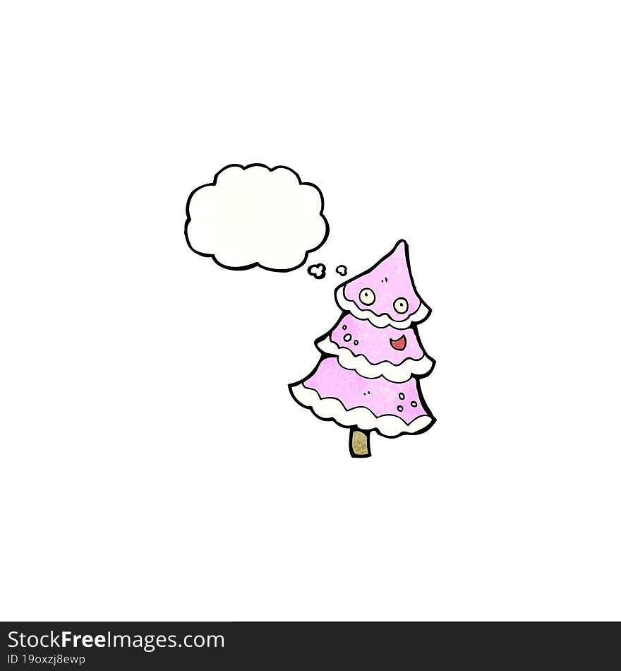 Pink Christmas Tree Cartoon