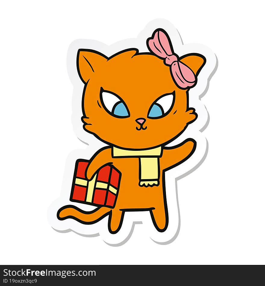 Sticker Of A Cartoon Cat