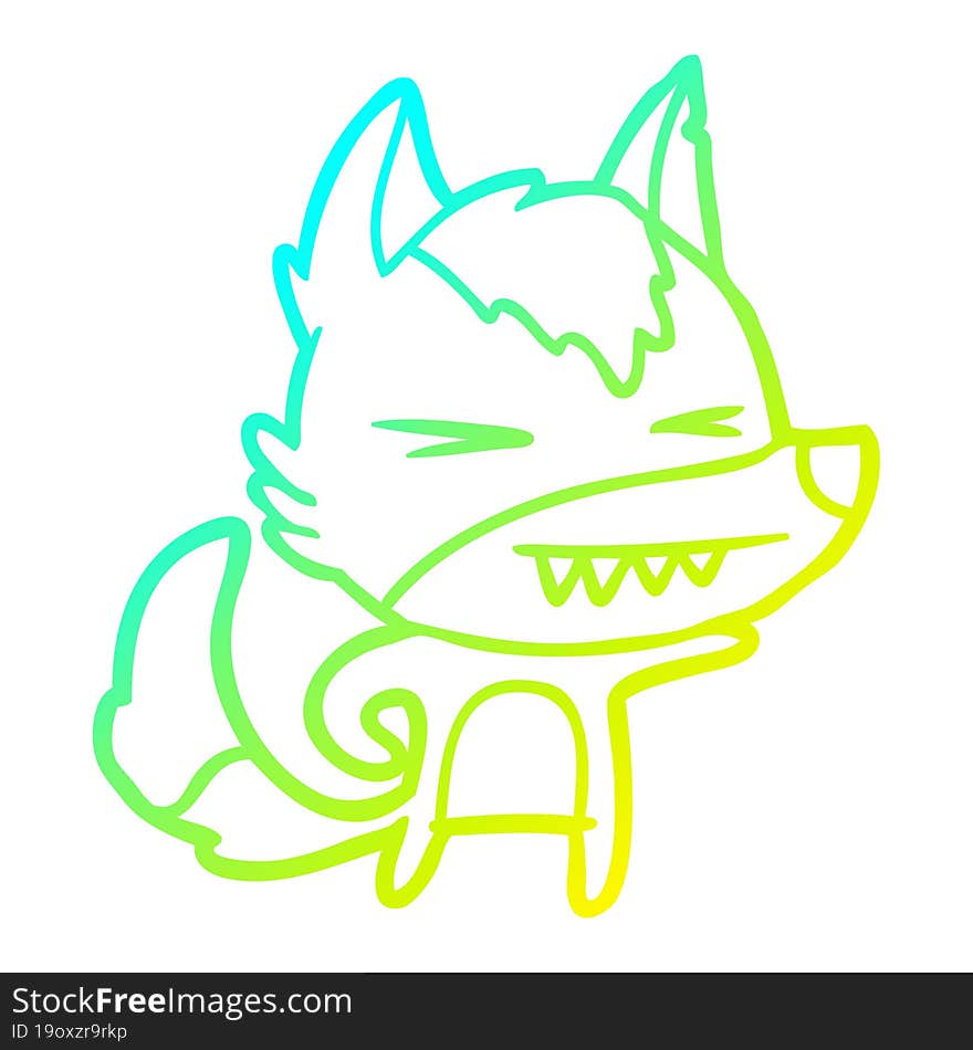 cold gradient line drawing angry wolf cartoon