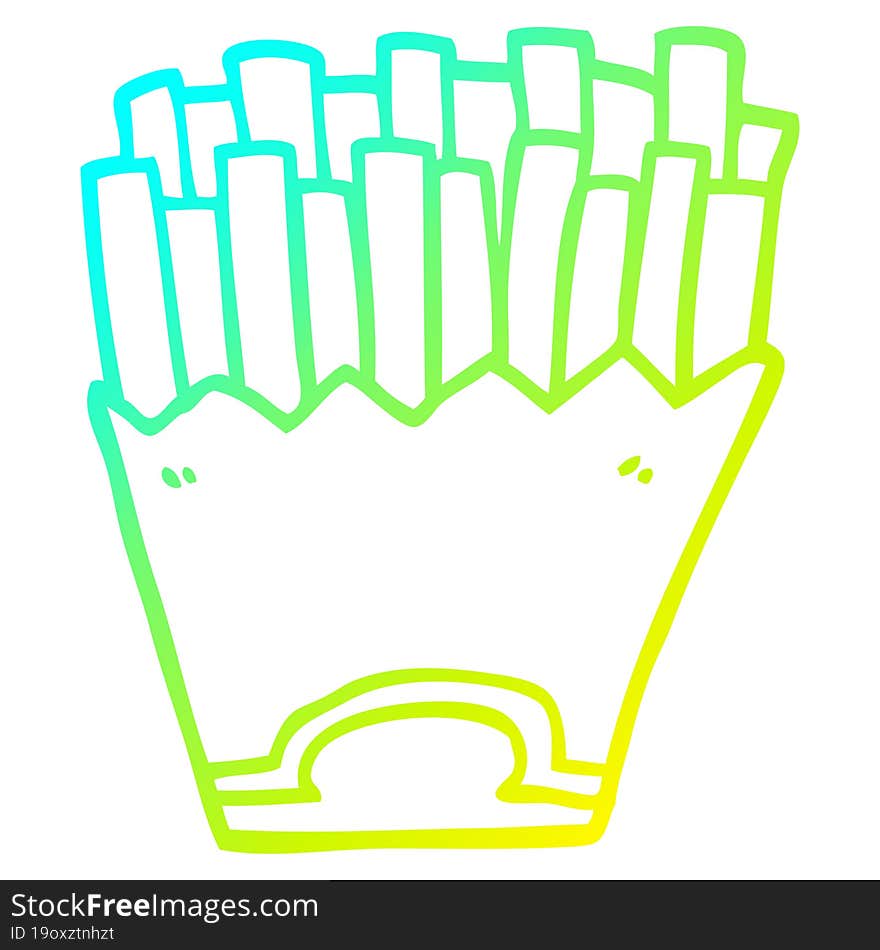 cold gradient line drawing cartoon french fries