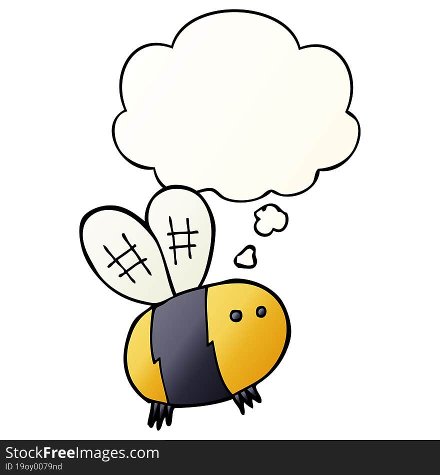 Cartoon Bee And Thought Bubble In Smooth Gradient Style