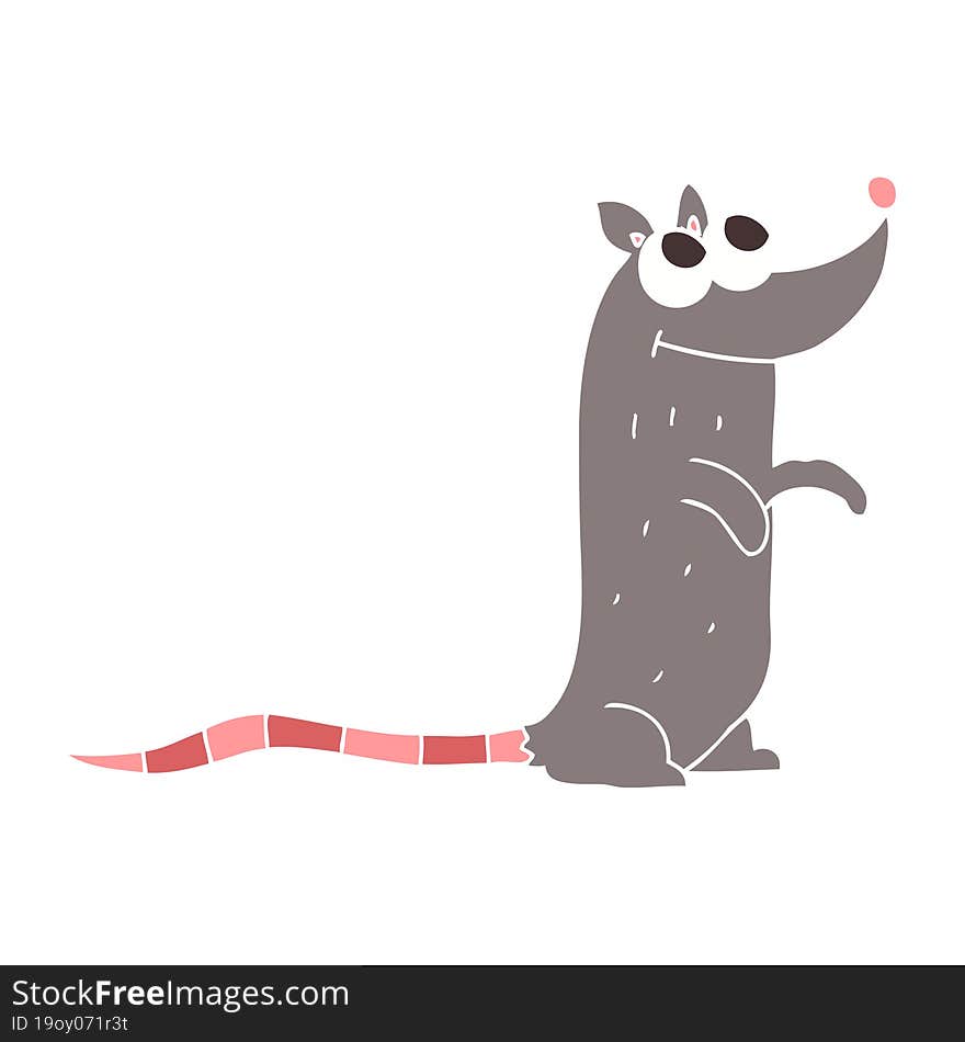 flat color illustration of a cartoon rat