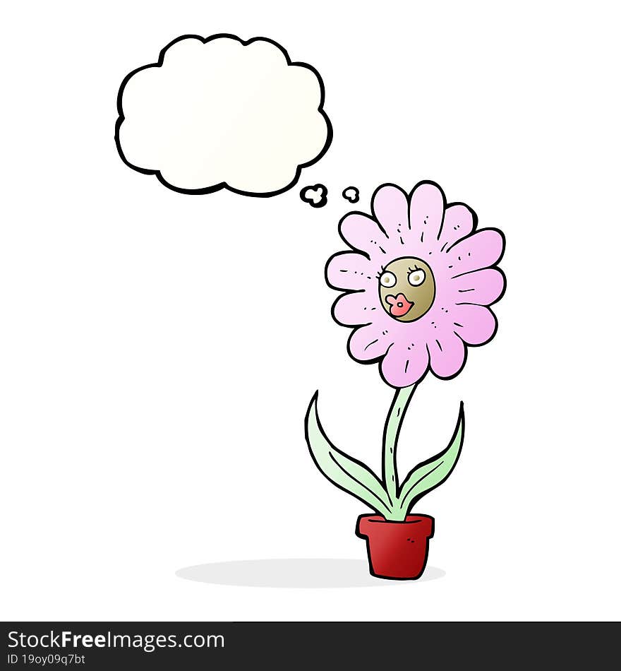 cartoon flower with thought bubble