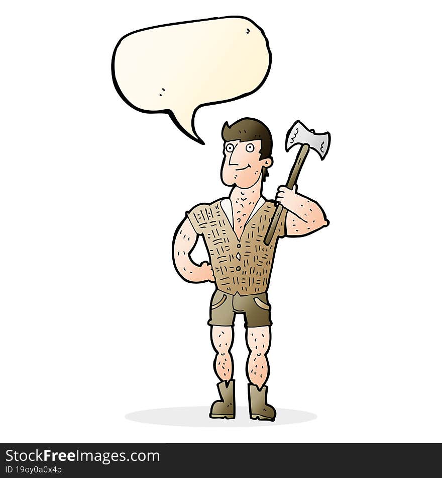 cartoon lumberjack with speech bubble