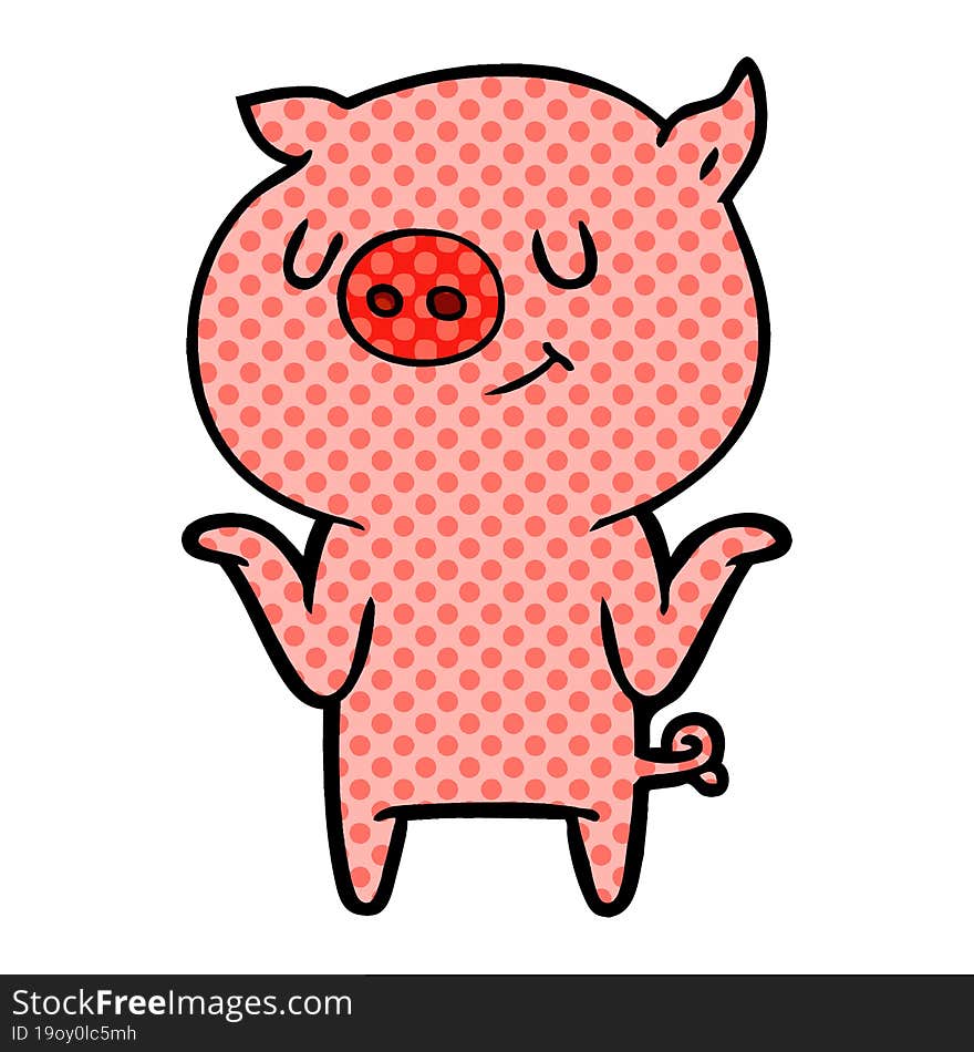 happy cartoon pig. happy cartoon pig