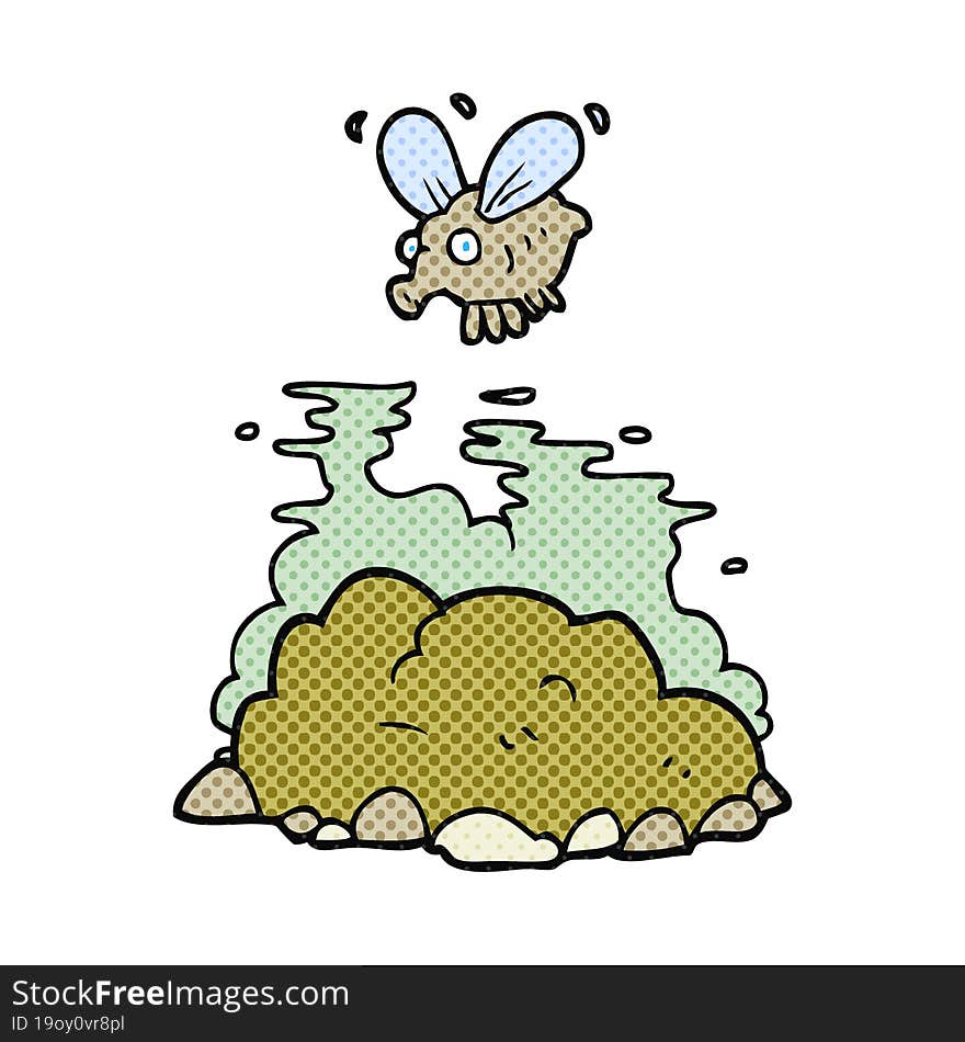 cartoon fly and manure