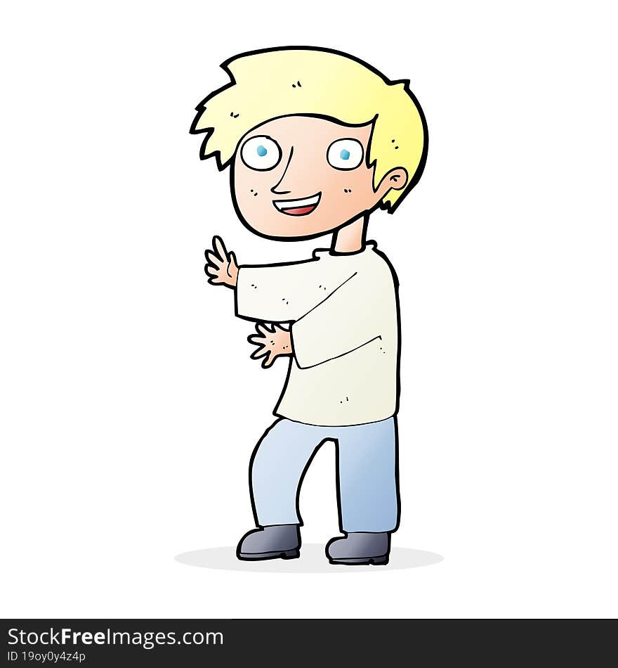 Cartoon Excited Boy