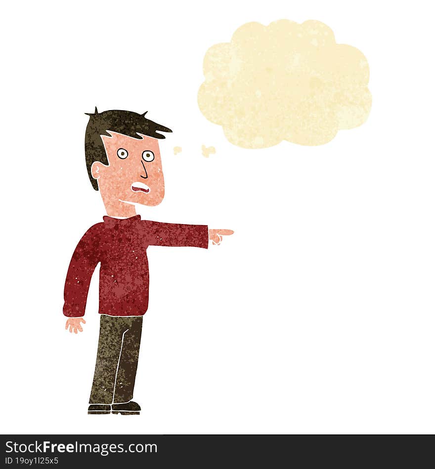 Cartoon Pointing Man With Thought Bubble