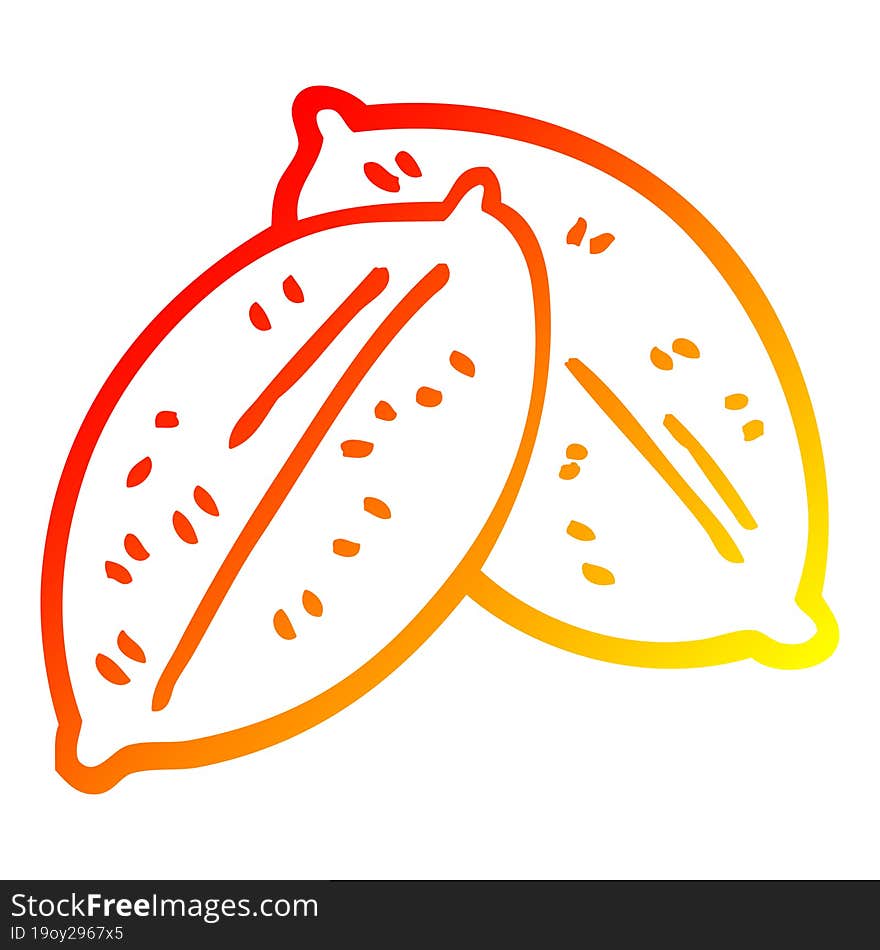 warm gradient line drawing of a cartoon leaf