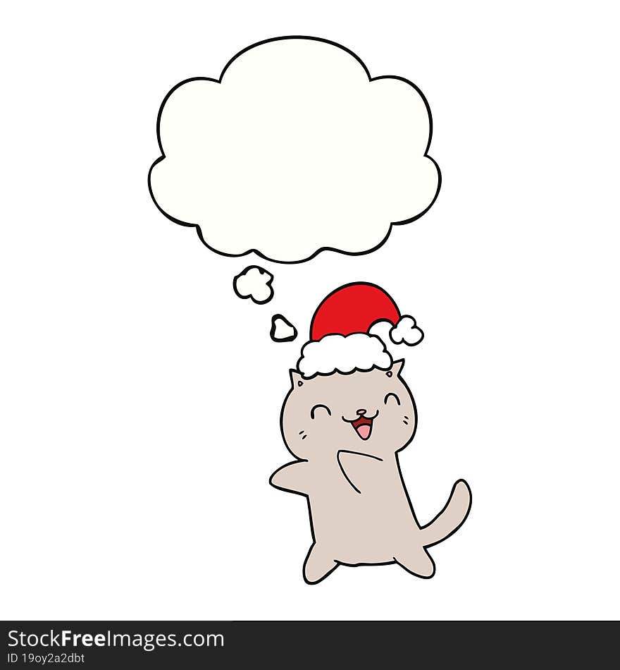 cute cartoon christmas cat and thought bubble