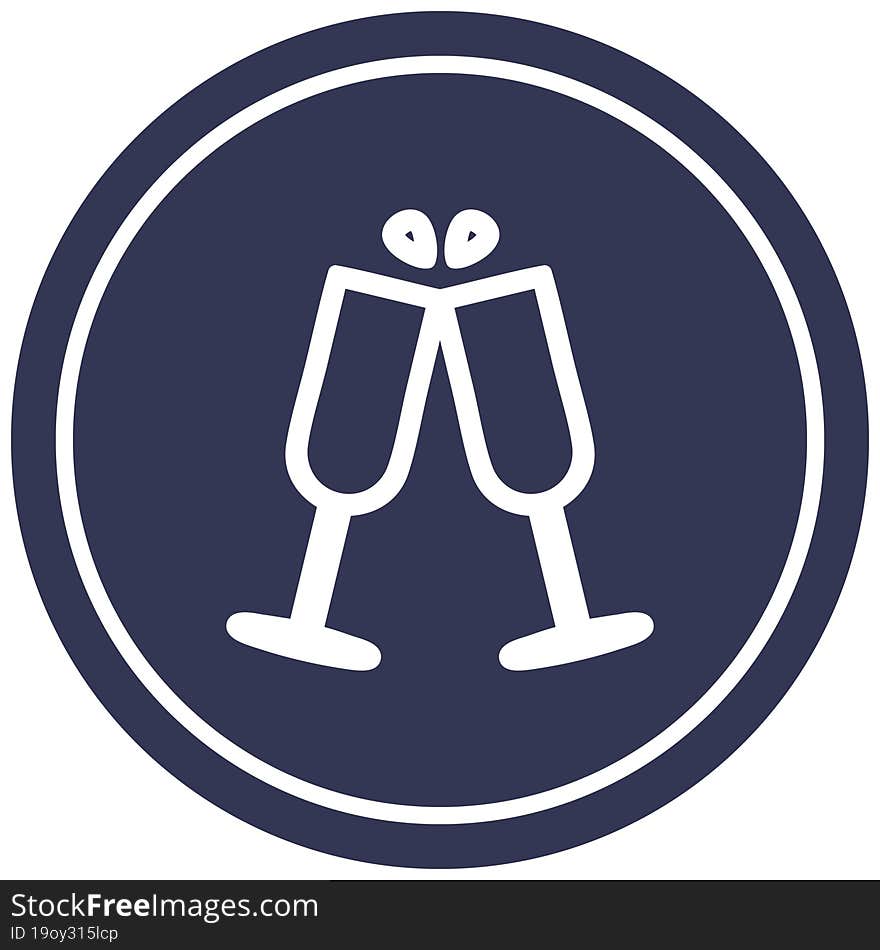 raised glasses circular icon symbol