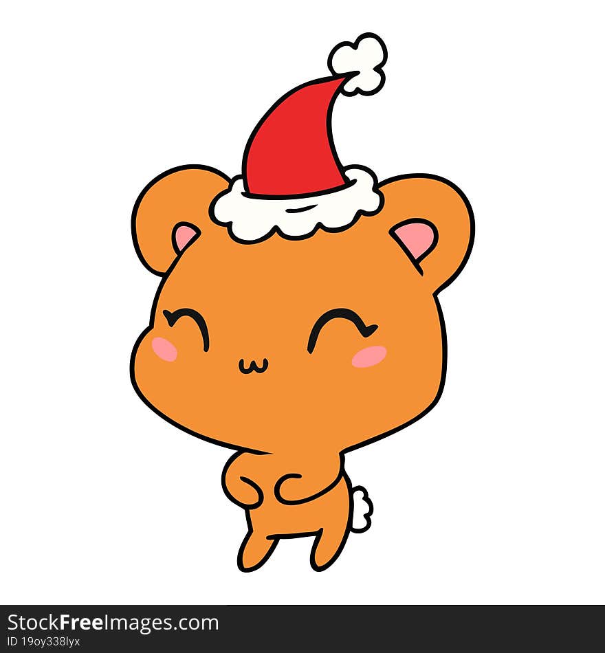 hand drawn christmas cartoon of kawaii bear