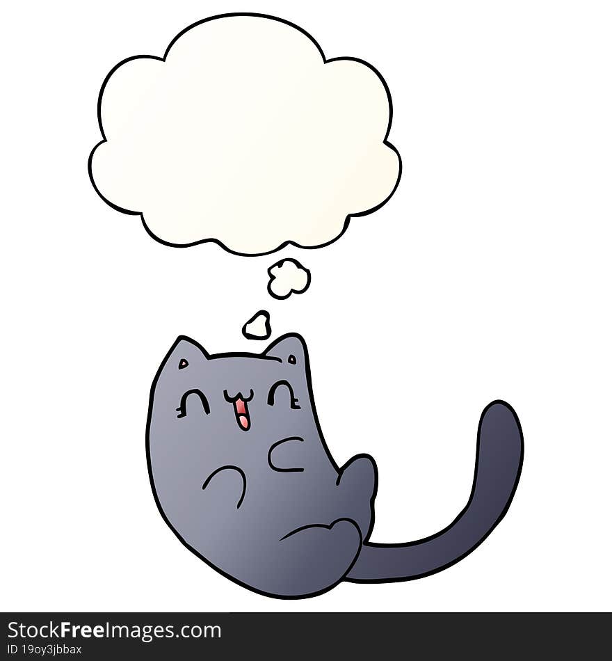 cartoon cat with thought bubble in smooth gradient style