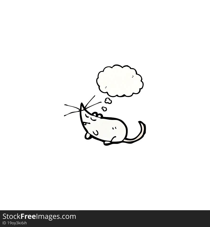 cartoon white mouse with thought bubble