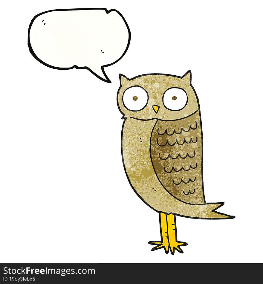 speech bubble textured cartoon owl