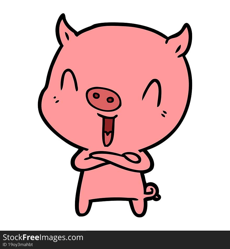 happy cartoon pig. happy cartoon pig