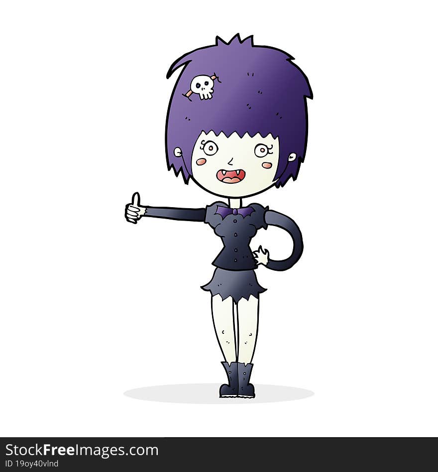 Cartoon Vampire Girl Giving Thumbs Up Sign