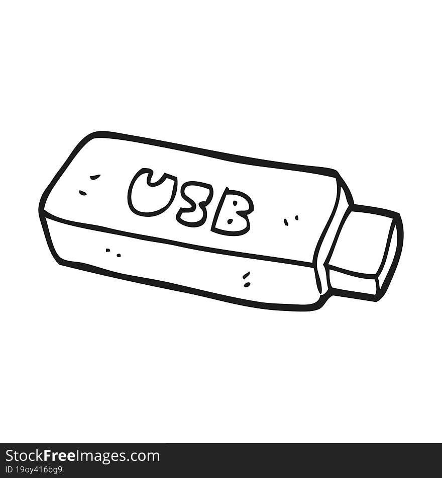 black and white cartoon USB stick