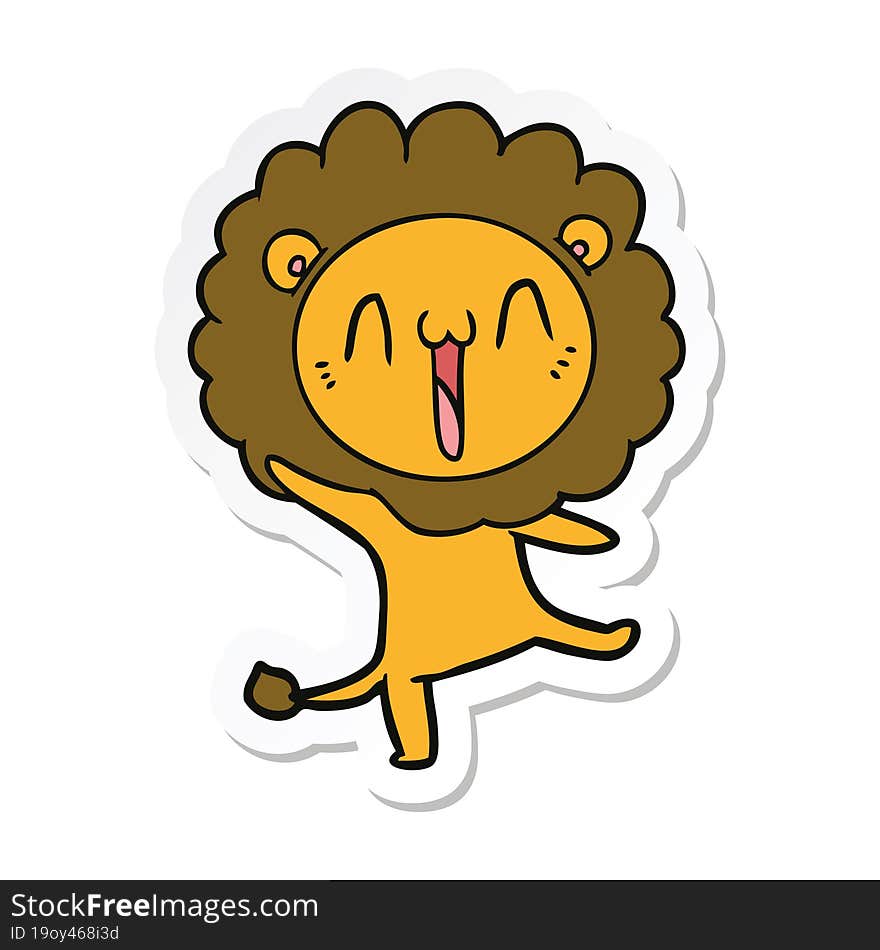 sticker of a happy cartoon lion